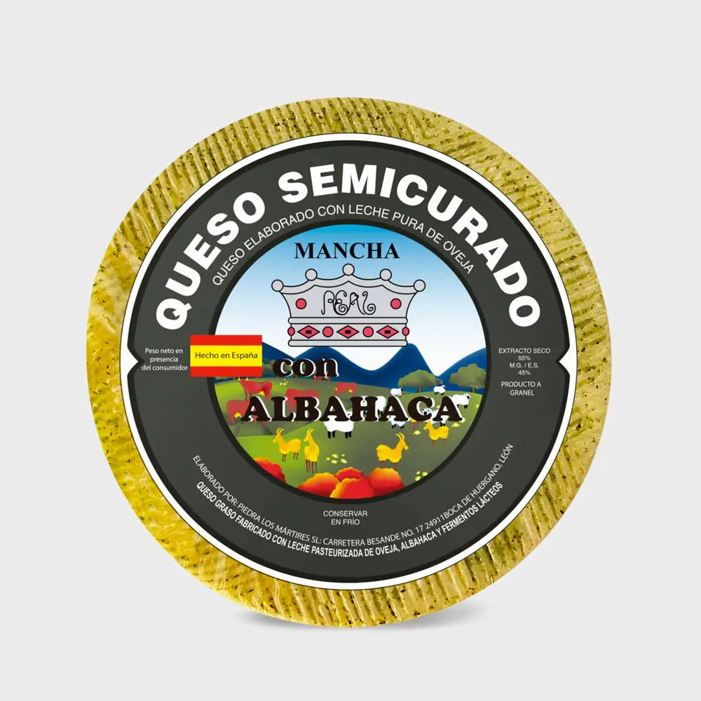 Queso Mancha Real de Oveja con Albahaca - Image 2