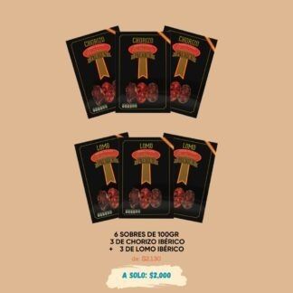 Paquete de 6 piezas de lomo y chorizo ibérico - Comprar Embutidos españoles - Queso Jamón