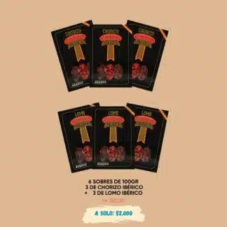 Paquete de 6 piezas de lomo y chorizo ibérico - Comprar Embutidos españoles - Queso Jamón